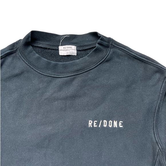 $195 RE/DONE Graphic Print Logo Crew Neck Cropped Sweatshirt - S - Picture 3 of 8